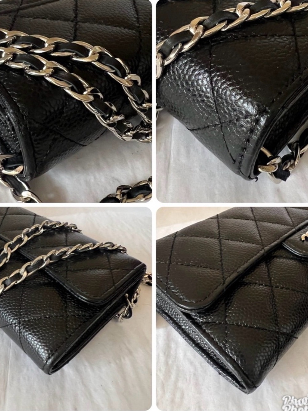 🎁AUTH. CHANEL CAVIAR CLASSIC FLAP  WALLET WITH CHAIN. - Picture 15 of 16